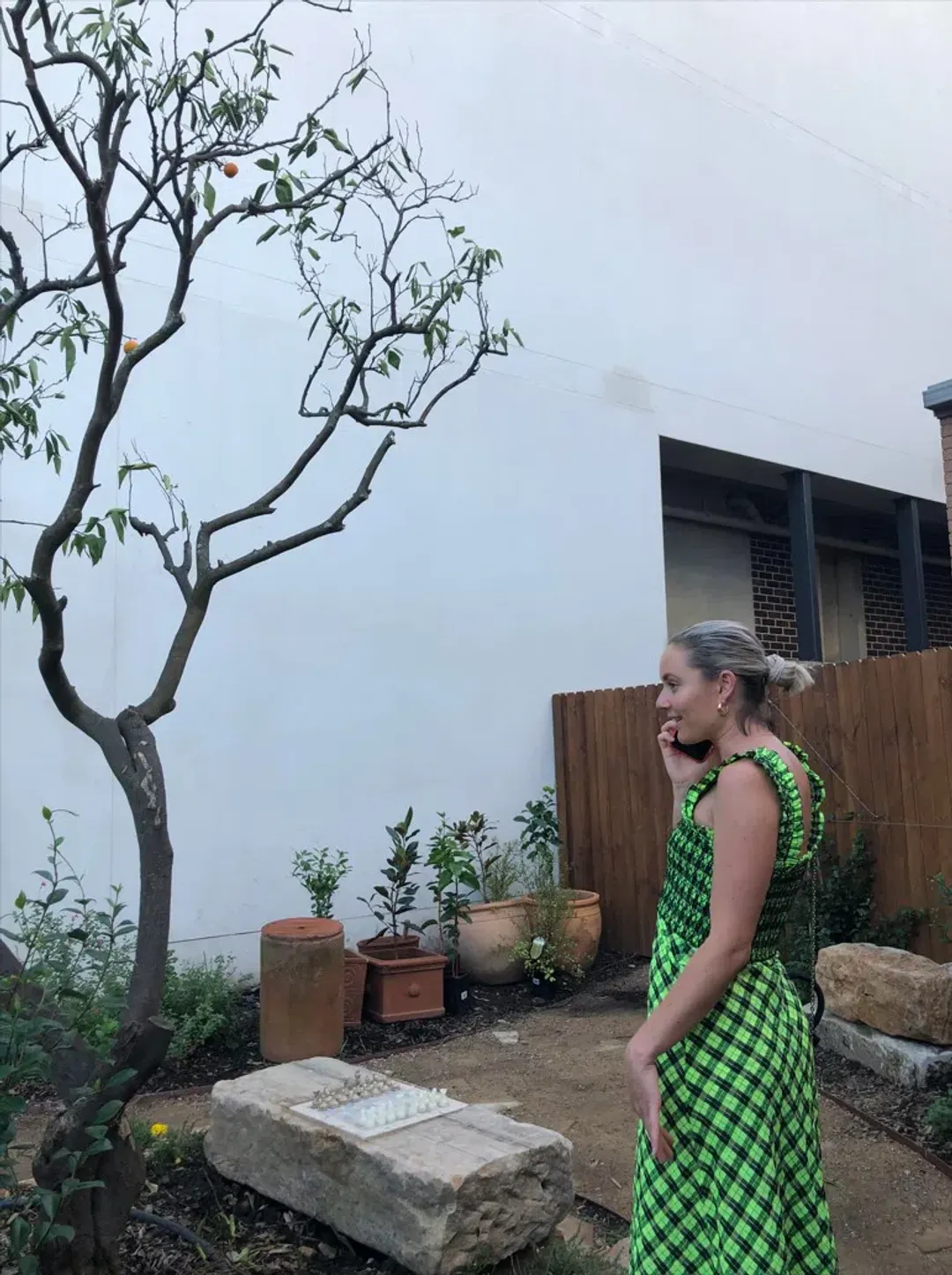 Ganni Seersucker Check Long Dress Print Size 10 for rent on The Volte - main image