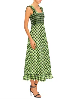 Ganni Seersucker Check Long Dress Print Size 10 for rent on The Volte - image 2