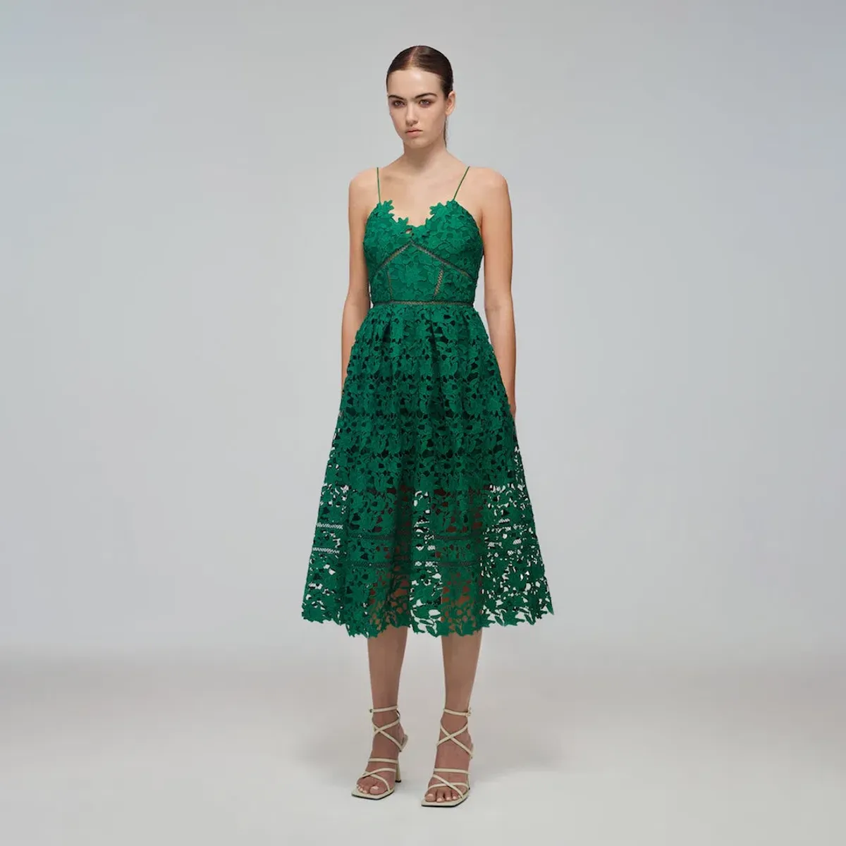 Self Portrait Azalea Midi Dress Emerald Green Size 14 - Image 1