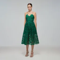 Self Portrait Azalea Midi Dress Emerald Green Size 14 for rent on The Volte - image 1