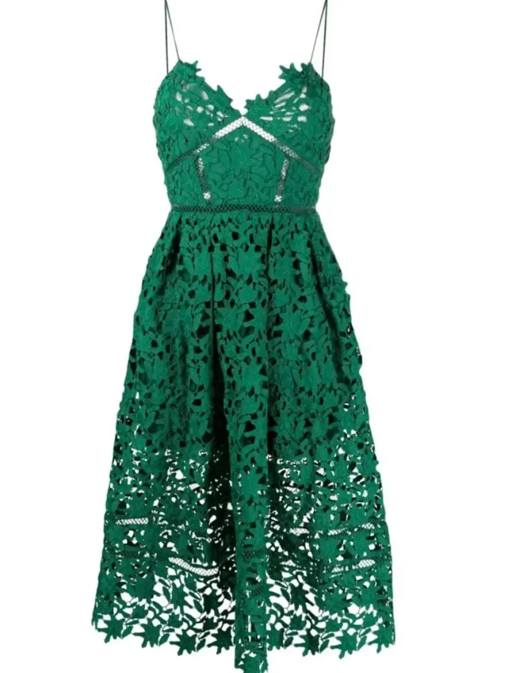 Self Portrait Azalea Midi Dress Emerald Green Size 14 for rent on The Volte - main image