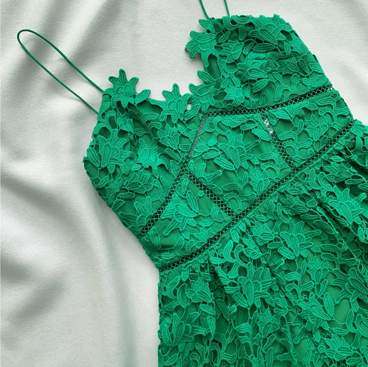 Self Portrait Azalea Midi Dress Emerald Green Size 14 - Image 4