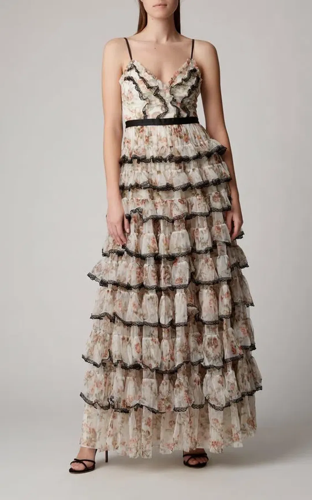 Needle and Thread Garland Marie Ruffled Tulle Gown Floral Size 8 for rent on The Volte - main image