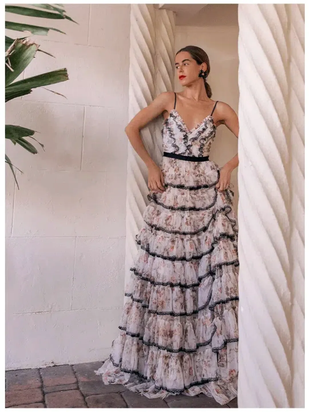 Needle and Thread Garland Marie Ruffled Tulle Gown Floral Size 8 for rent on The Volte - main image