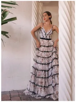 Needle and Thread Garland Marie Ruffled Tulle Gown Floral Size 8 for rent on The Volte - image 3