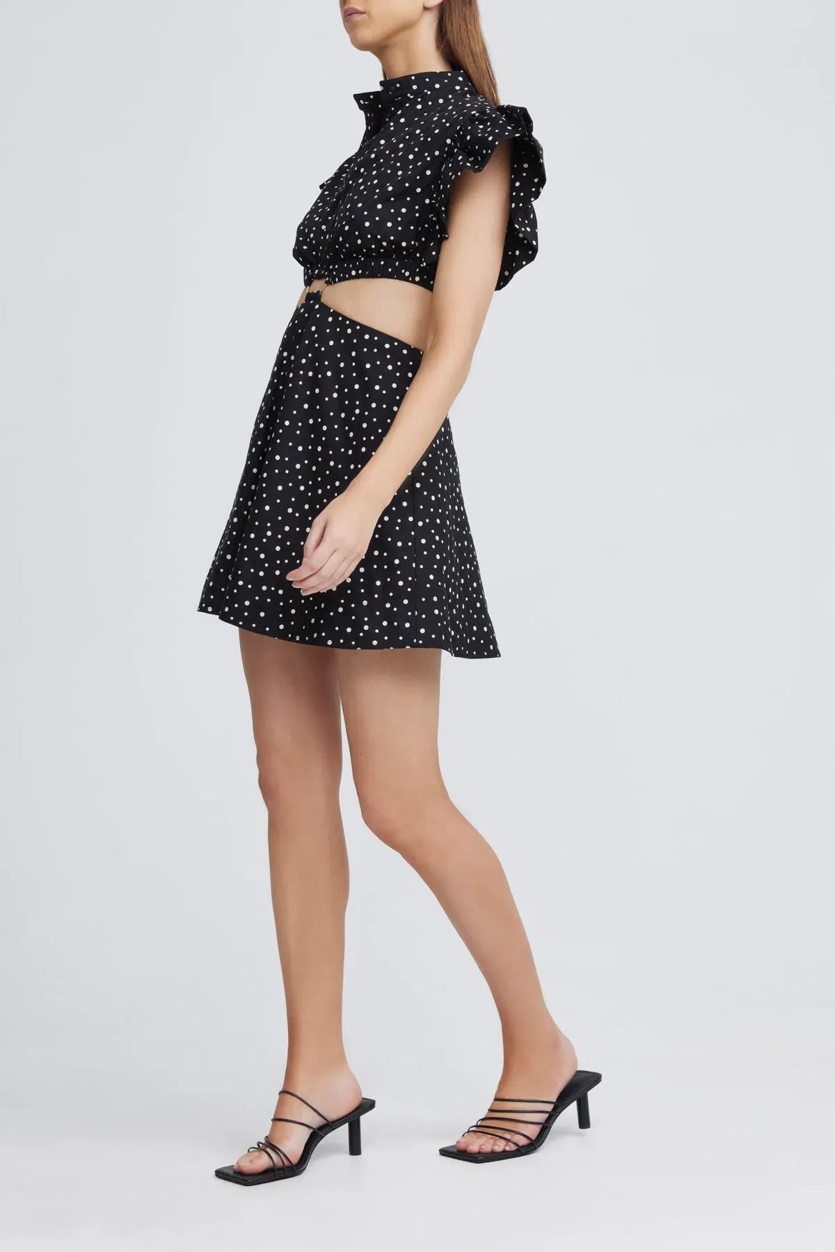 Significant Other Martine Mini Dress Black/Cream Polka Size 10 - Image 2