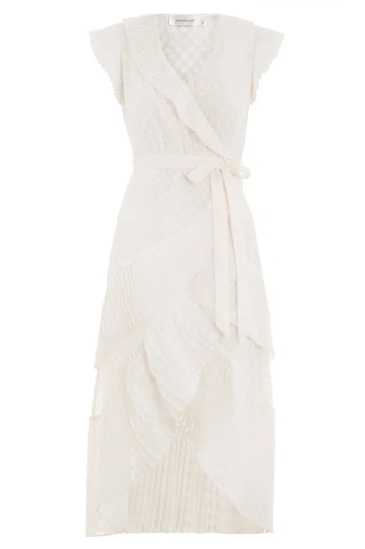 Zimmermann Polka Dot Plissé Wrap Midi Dress Off White Size 6 - Image 2