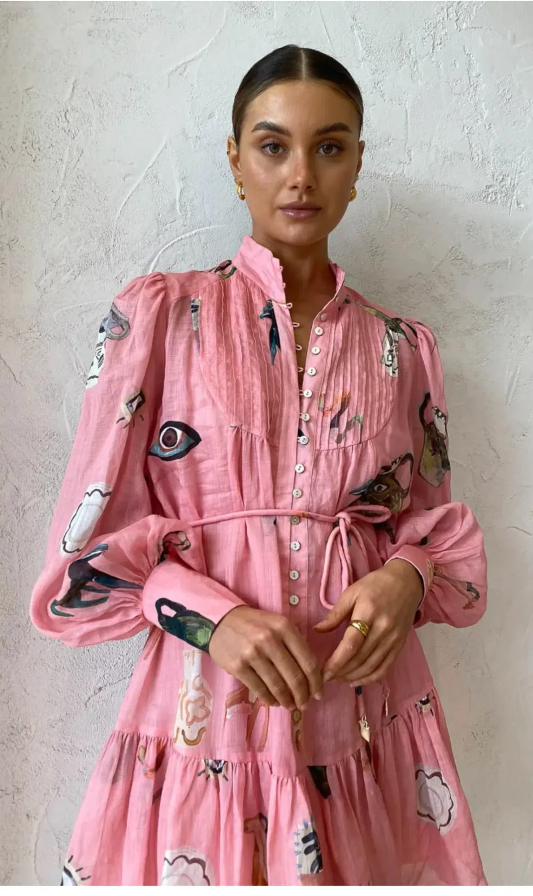 Alemais Cleo Smock Mini Dress in Pink Size 10 for rent on The Volte - main image