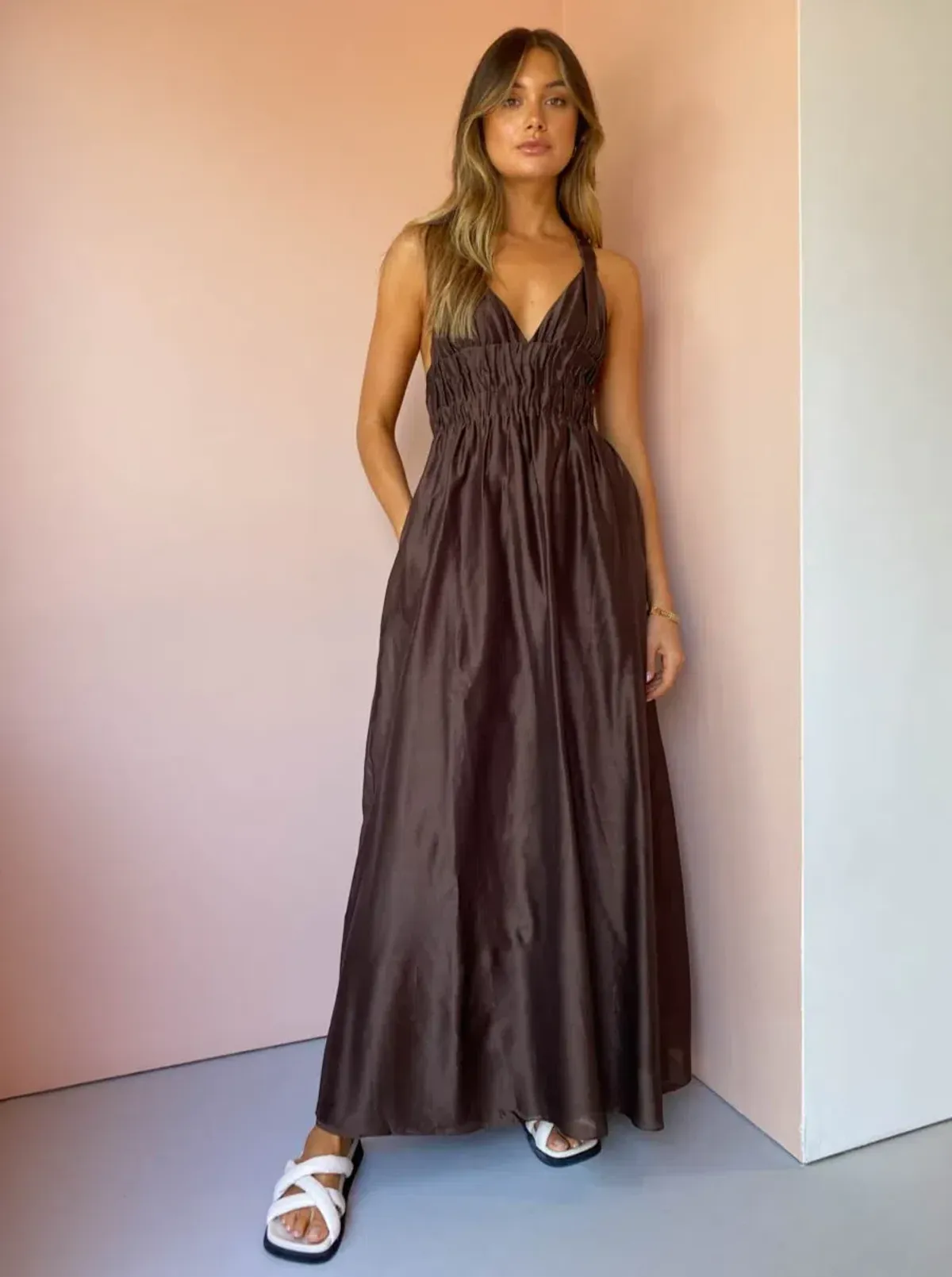 Sir the Label Anje V neck gown chocolate size 0 - Image 2
