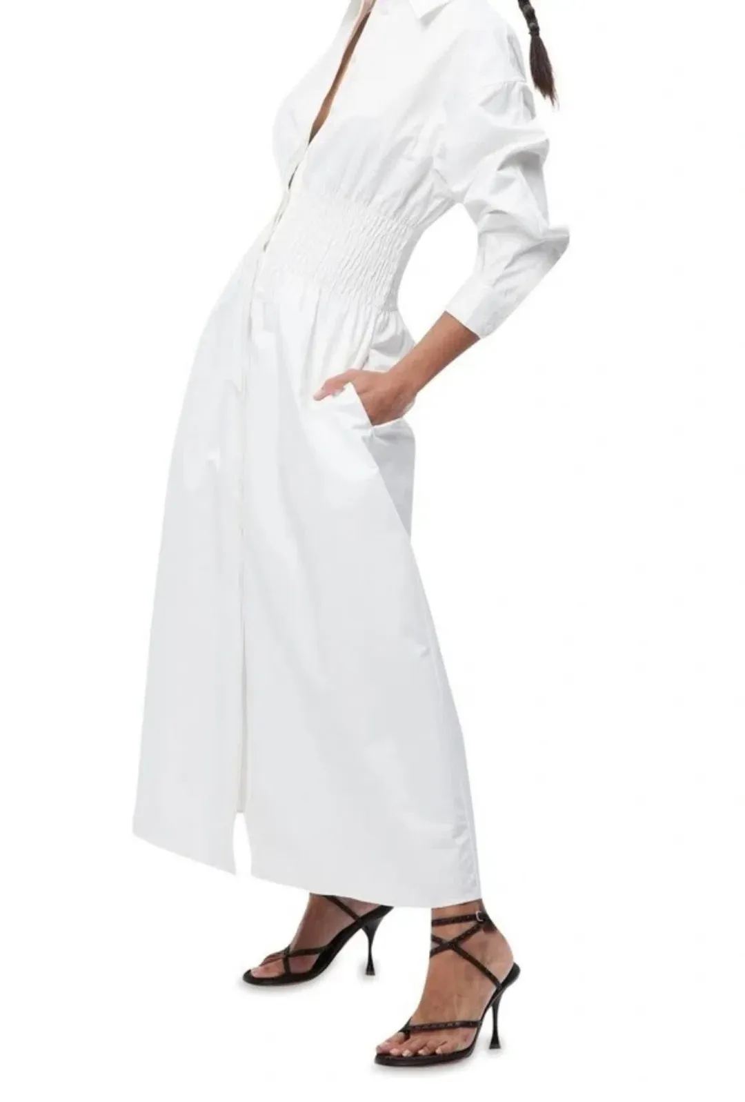 Mossman shadow maxi dress white size 8 for rent on The Volte - main image