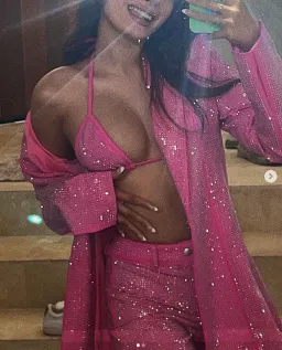 I.AM.GIA Maria Jacket and Pants and Kora Bra Top Set in Pink Rhinestones Size xxs for rent on The Volte - image 5