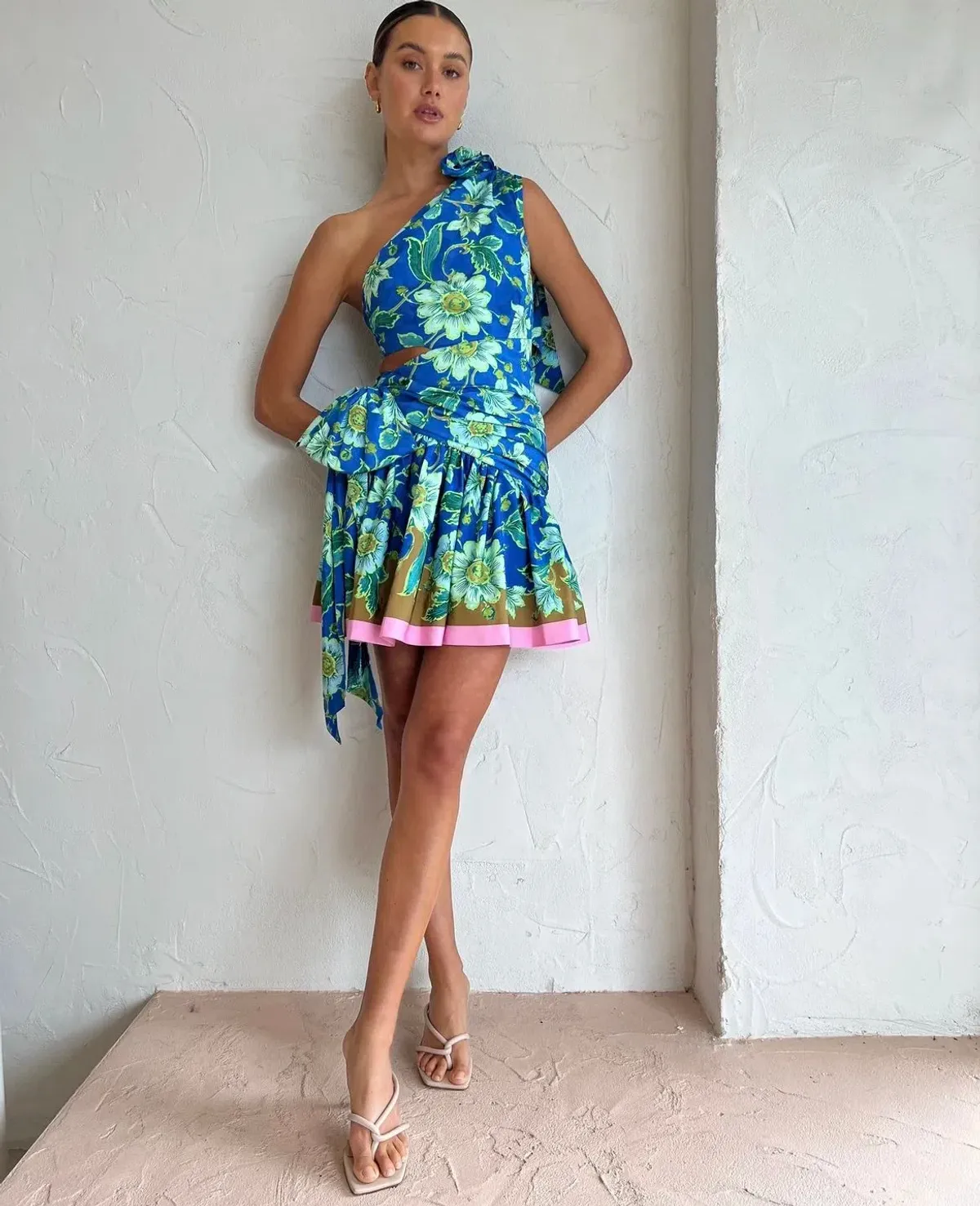 Alemais Winnie One Shoulder Mini Dress Floral Size 10 - Image 1