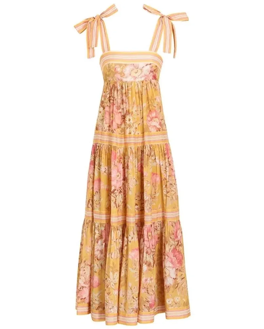 Zimmermann Pattie Tie Shoulder Midi Dress Floral Size 0 / Au 8 for rent on The Volte - main image