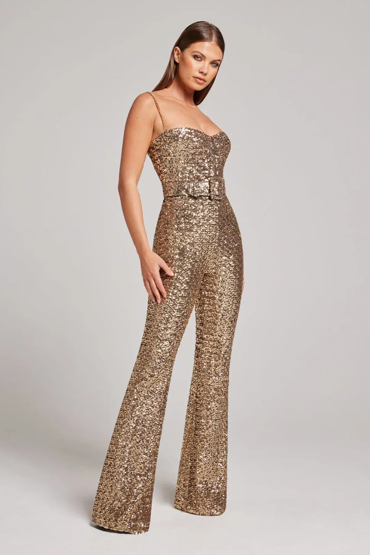 Nadine Merabi Lucinda Gold Jumpsuit Size AU 8 - Image 3