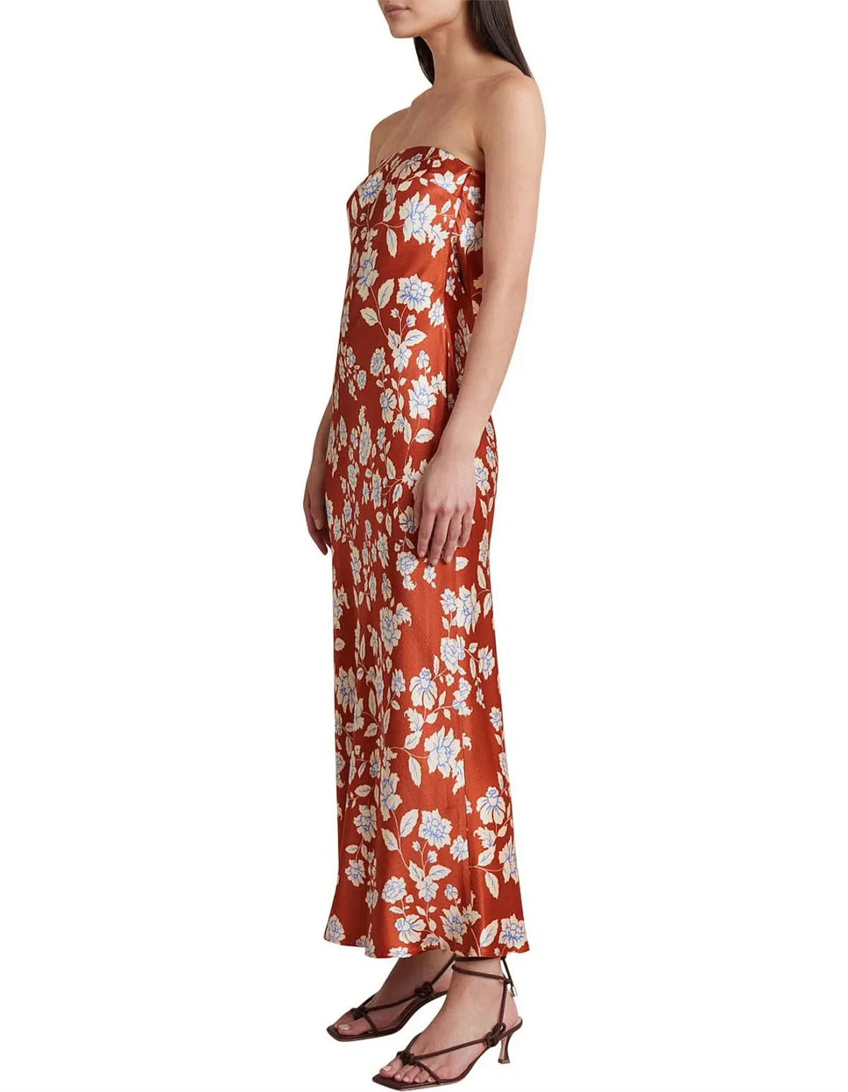 Bec & Bridge Blossom Strapless Maxi Dress Size 12 Rust Print - Image 2