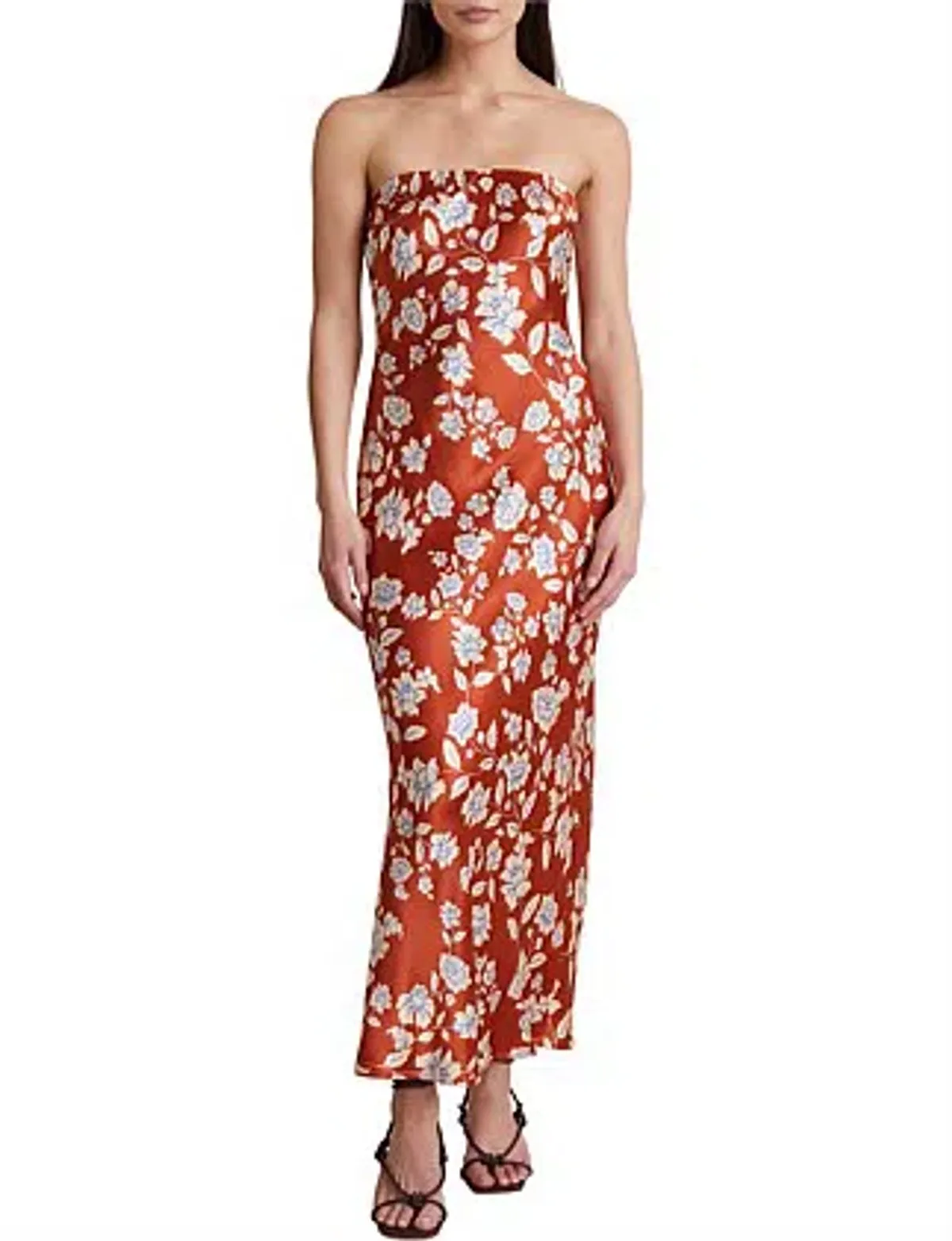 Bec & Bridge Blossom Strapless Maxi Dress Size 12 Rust Print - Image 1