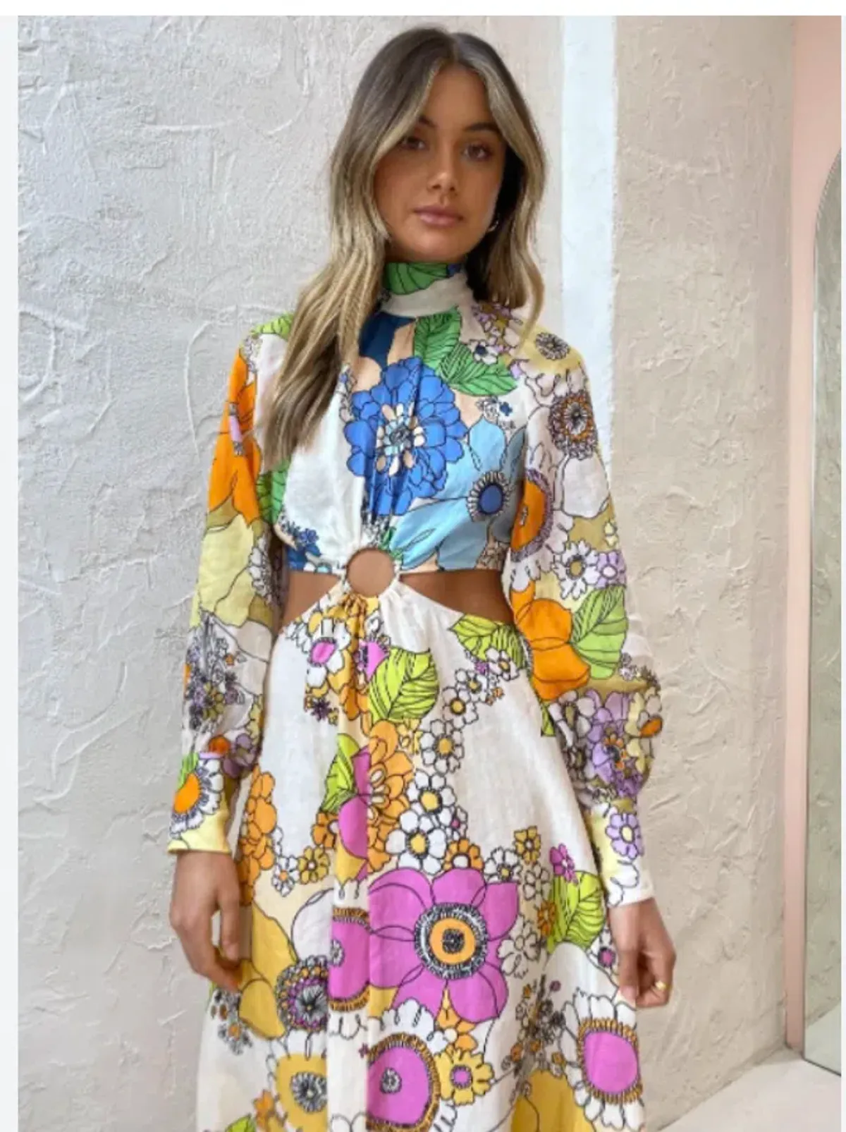 Alemais Farrah Cut Out Dress Floral Size 8 - Image 3