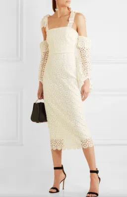 Rebecca Vallance Pulitzer Cut Out Guipure Lace Dress Cream Size 8 for rent on The Volte - image 1