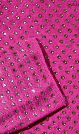Self Portrait Pink Rhinestone Mesh Midi Dress Size 8 for rent on The Volte - image 3