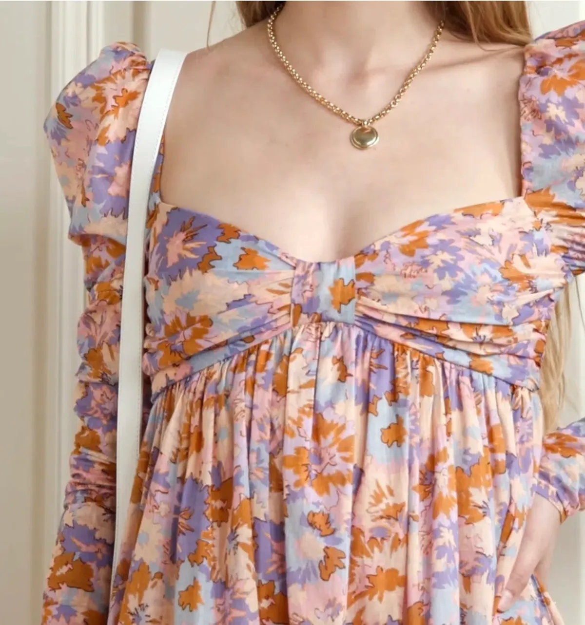 Zimmermann Violet Twist Front Midi Dress Floral Size 4/ Au 16 - Image 1