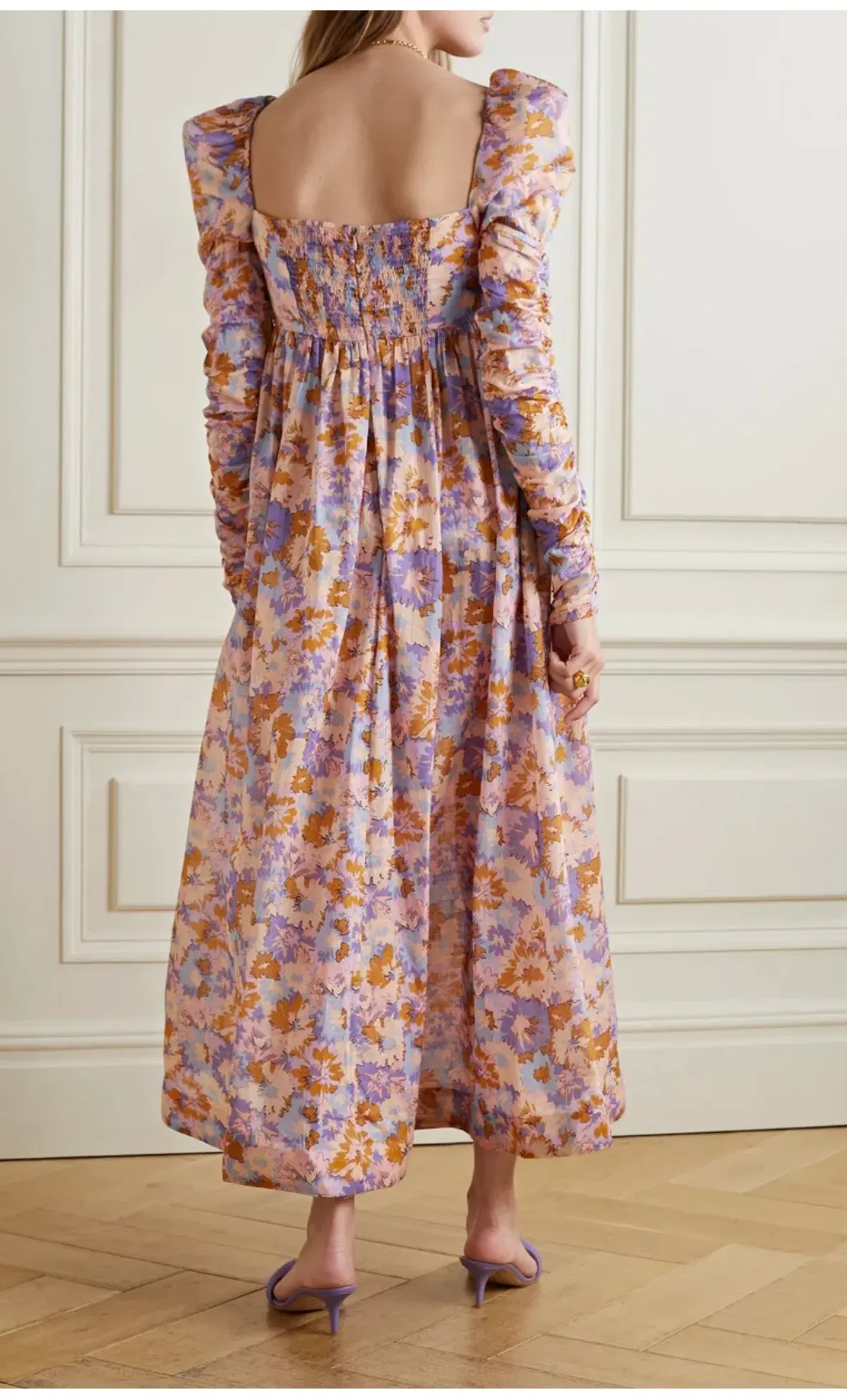 Zimmermann Violet Twist Front Midi Dress Floral Size 4/ Au 16 - Image 3