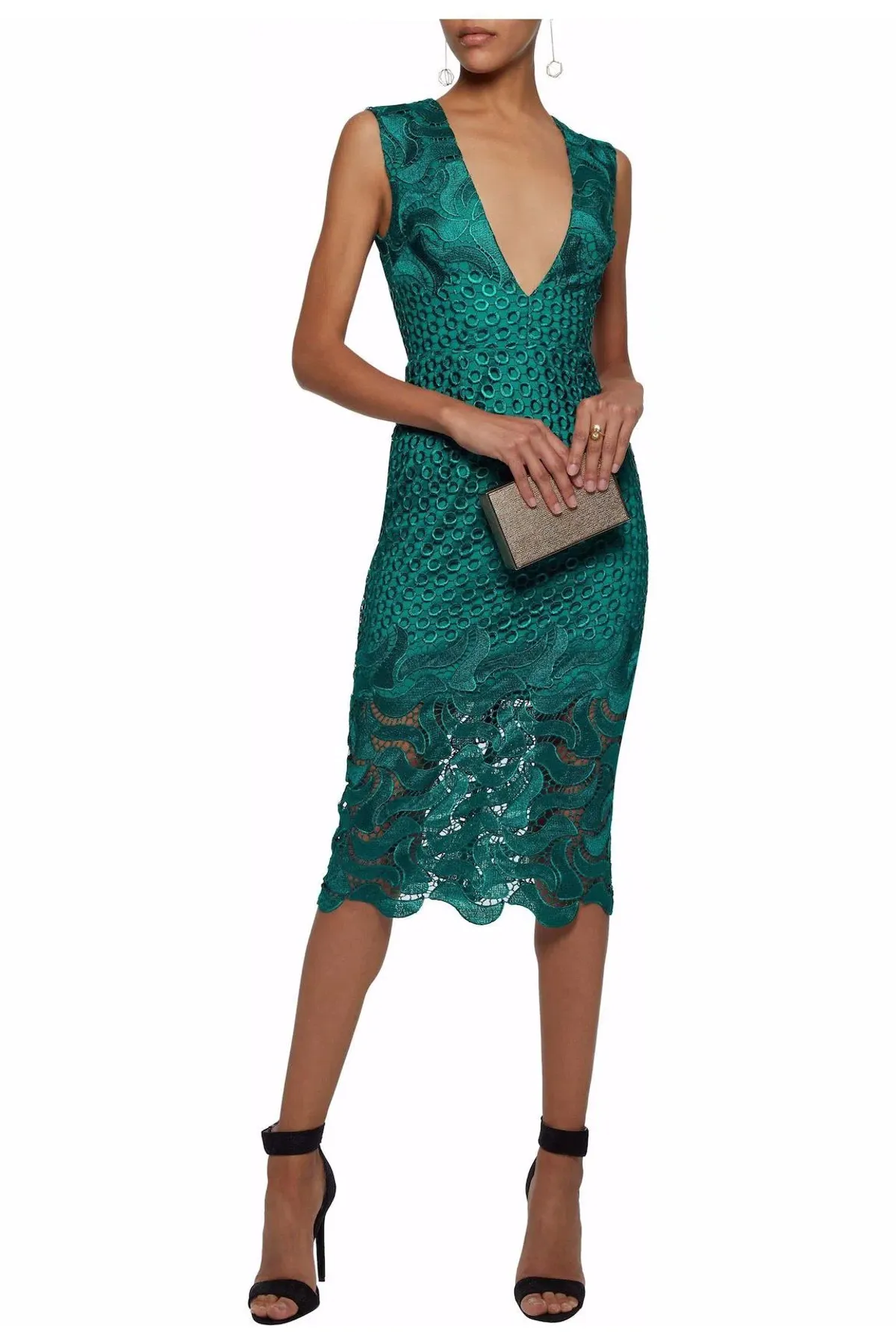 Nicholas Guipure Lace Midi Dress Green Size AU 6 - Image 1