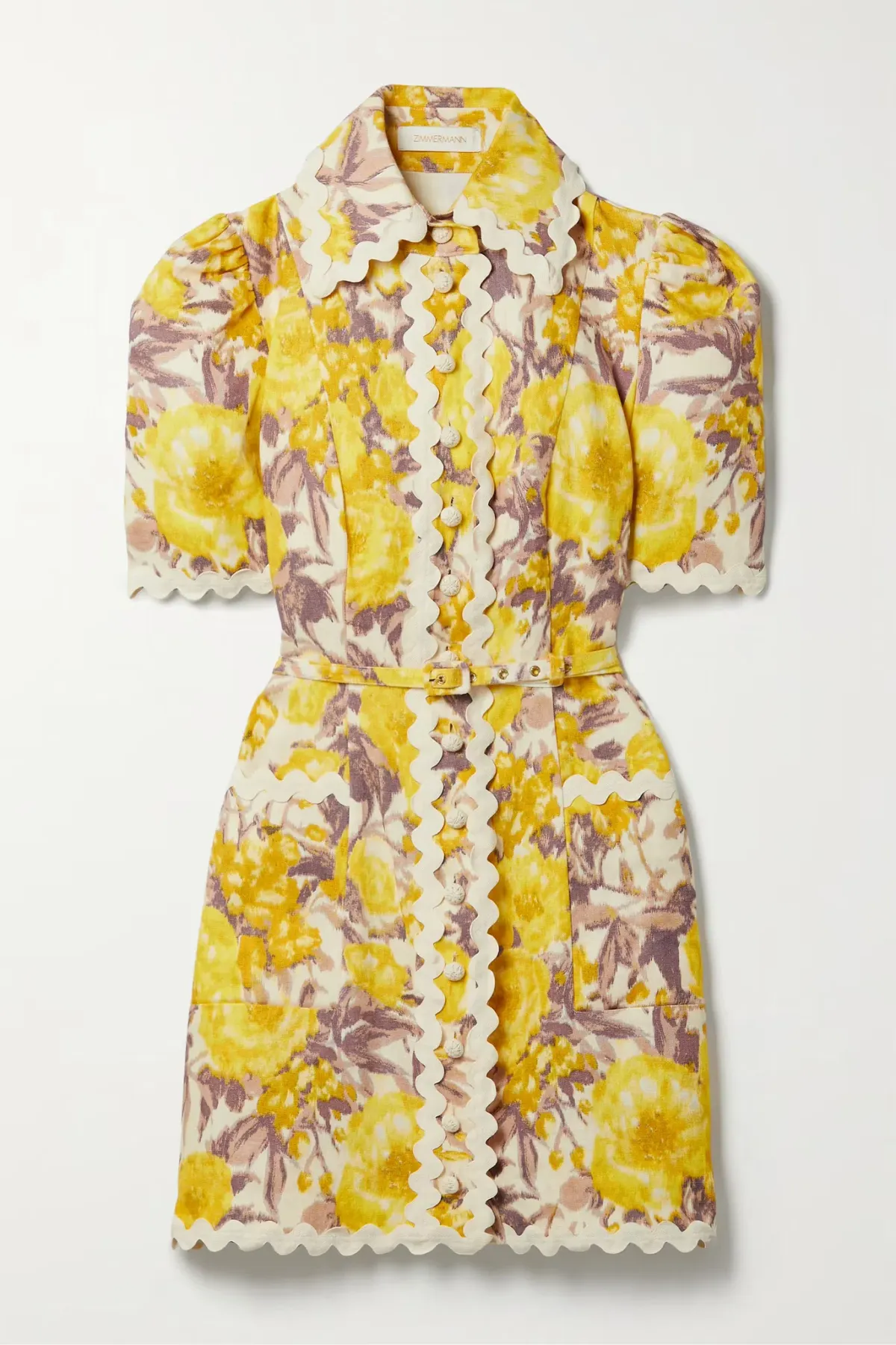 Zimmermann Ric Rac Linen Mini Dress Floral Size Au 10 (1) - Image 3