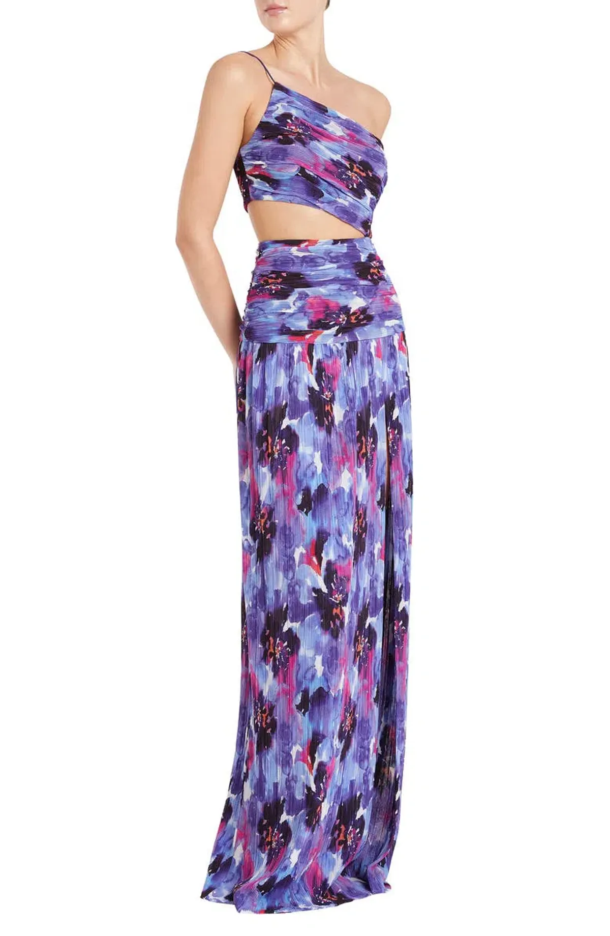 Rebecca Vallance Purple Rain Floral One Shoulder Gown Print Size 8 - Image 2