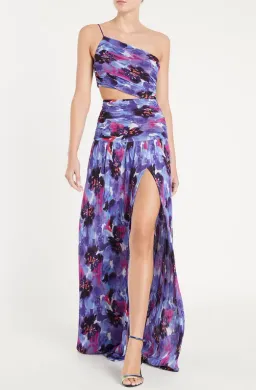 Rebecca Vallance Purple Rain Floral One Shoulder Gown Print Size 8 for rent on The Volte - image 1