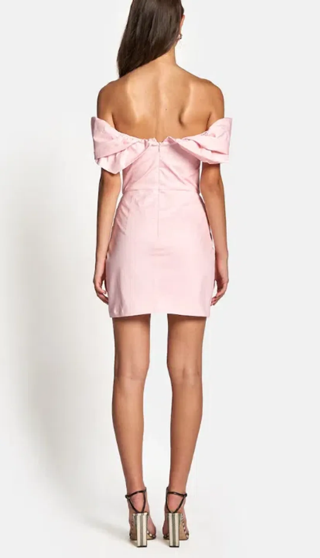 Sofia The Label Hailey Off Shoulder Mini Dress Baby Pink Size 8 for rent on The Volte - main image
