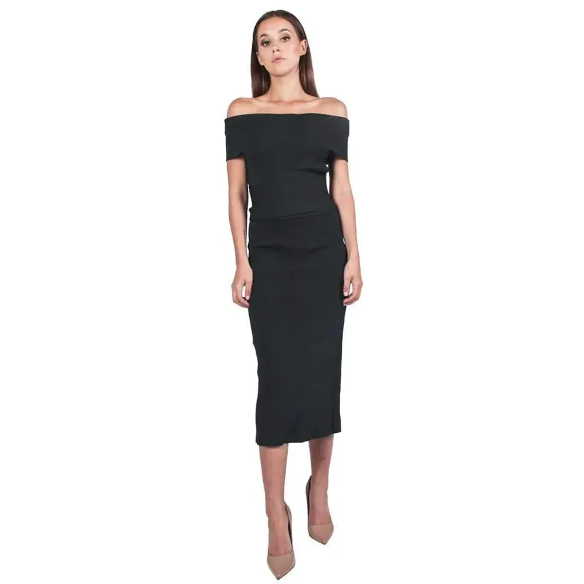 Scanlan Theodore Crepe Knit Milano Dress Black Size XS for rent on The Volte - main image