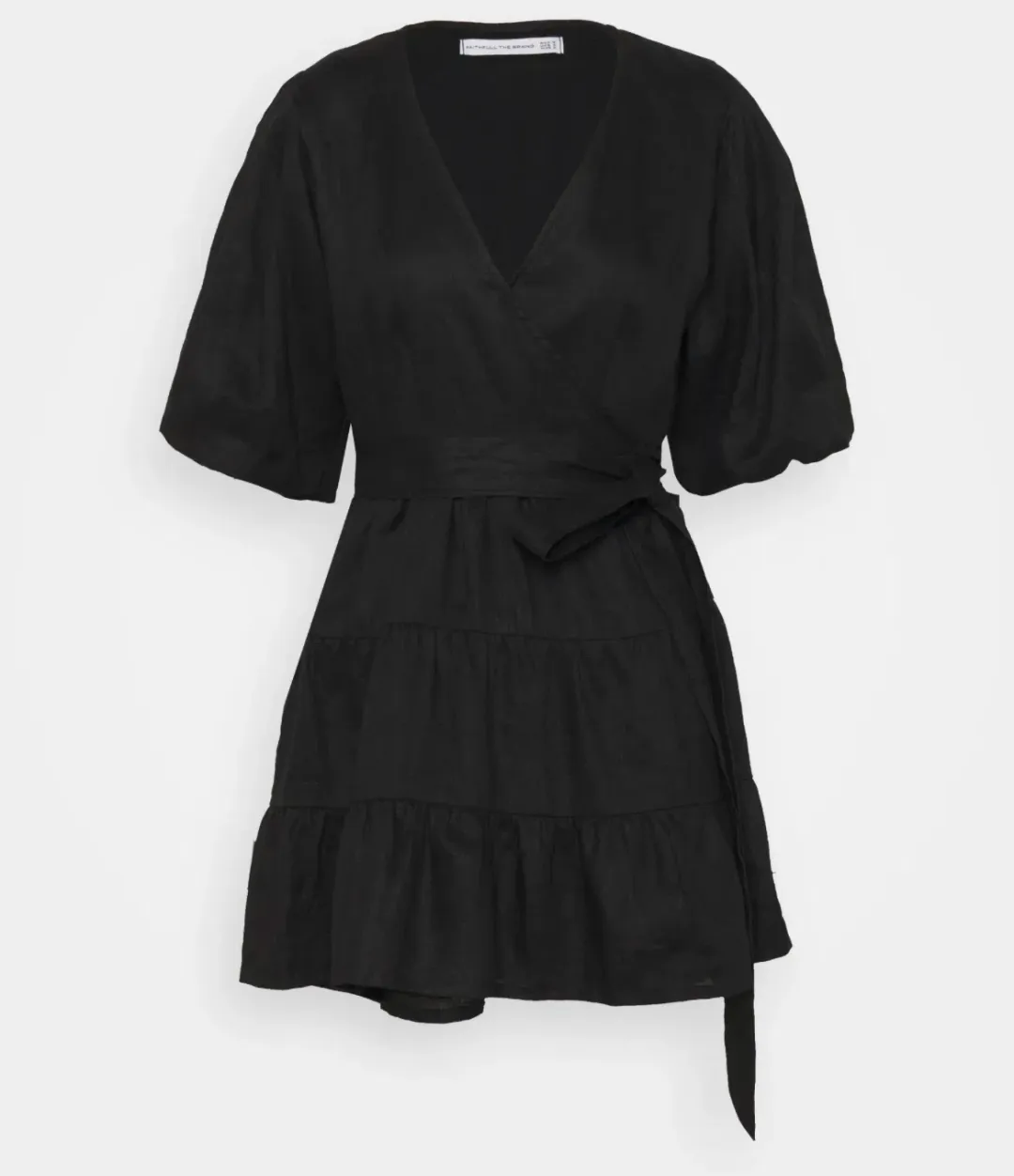 Faithfull the Brand Rooney Wrap Mini Dress Black Size 8 for rent on The Volte - main image