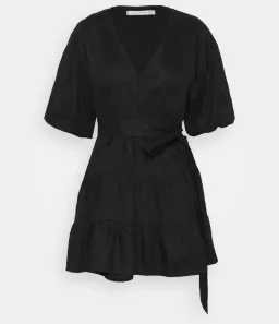 Faithfull the Brand Rooney Wrap Mini Dress Black Size 8 for rent on The Volte - image 2