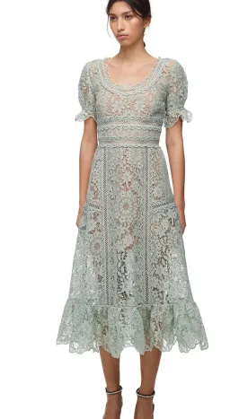 Self Portrait Guipure Lace Midi in Pistachio Size 14 for rent on The Volte - image 1