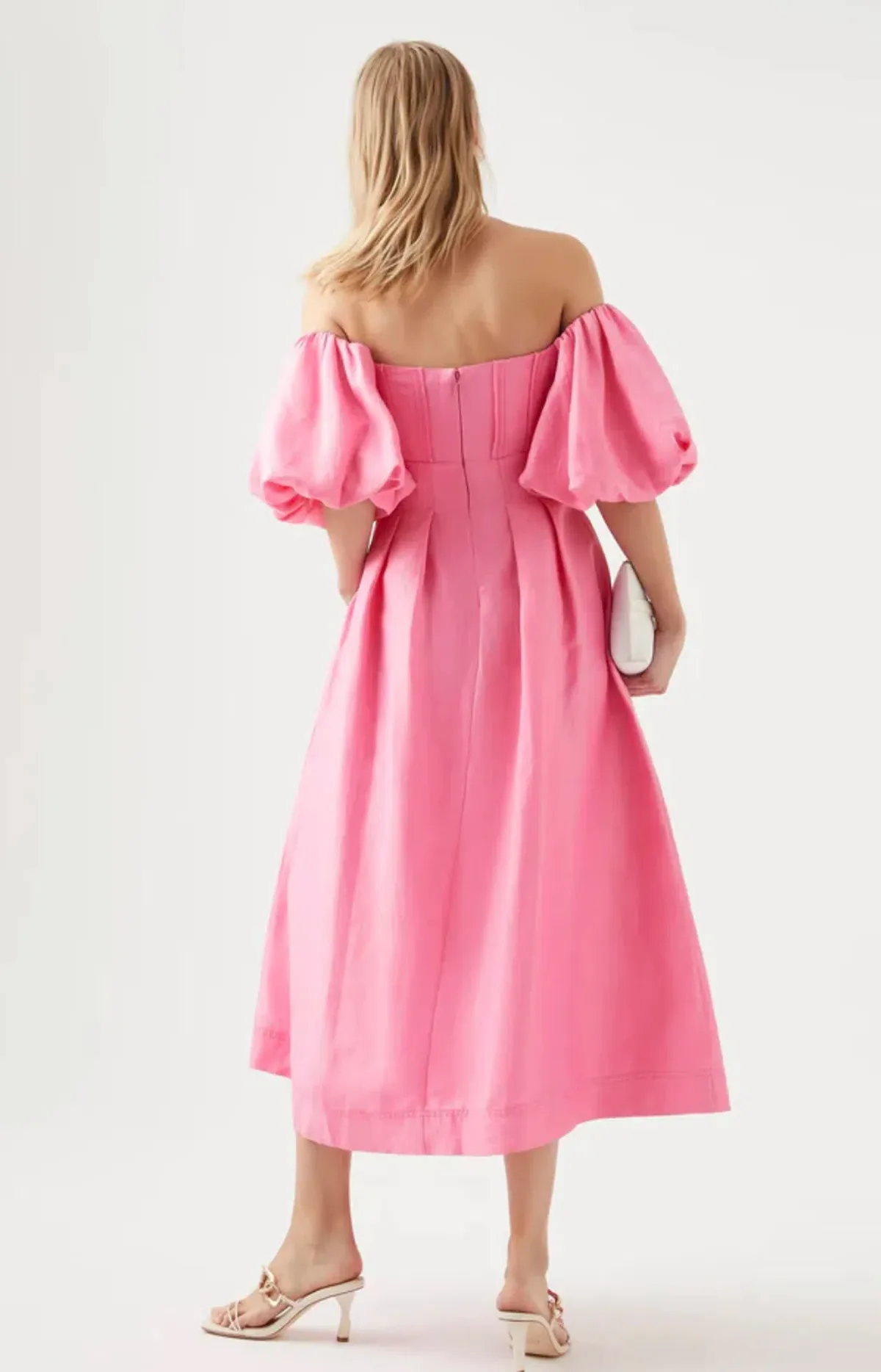 Aje Eugenie Off Shoulder Midi Dress Pink Size 8 / S - Image 3