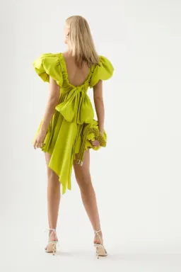 Aje Gretta Bow Back Mini Dress Green Size 6 / XS for rent on The Volte - image 3
