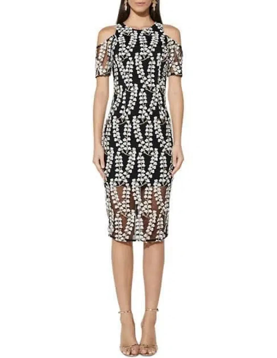 Mossman The Night Blossom Cold Shoulder Midi Dress Floral Size 6 for rent on The Volte - main image