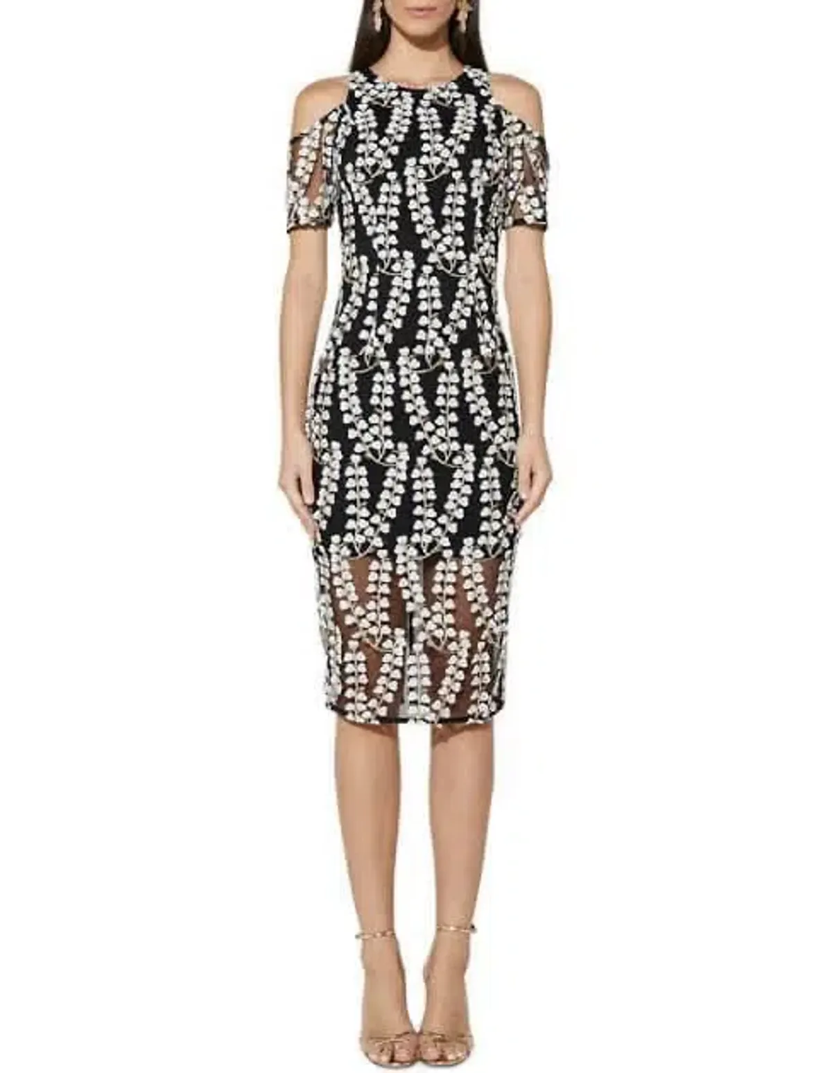 Mossman The Night Blossom Cold Shoulder Midi Dress Floral Size 6 for rent on The Volte - main image