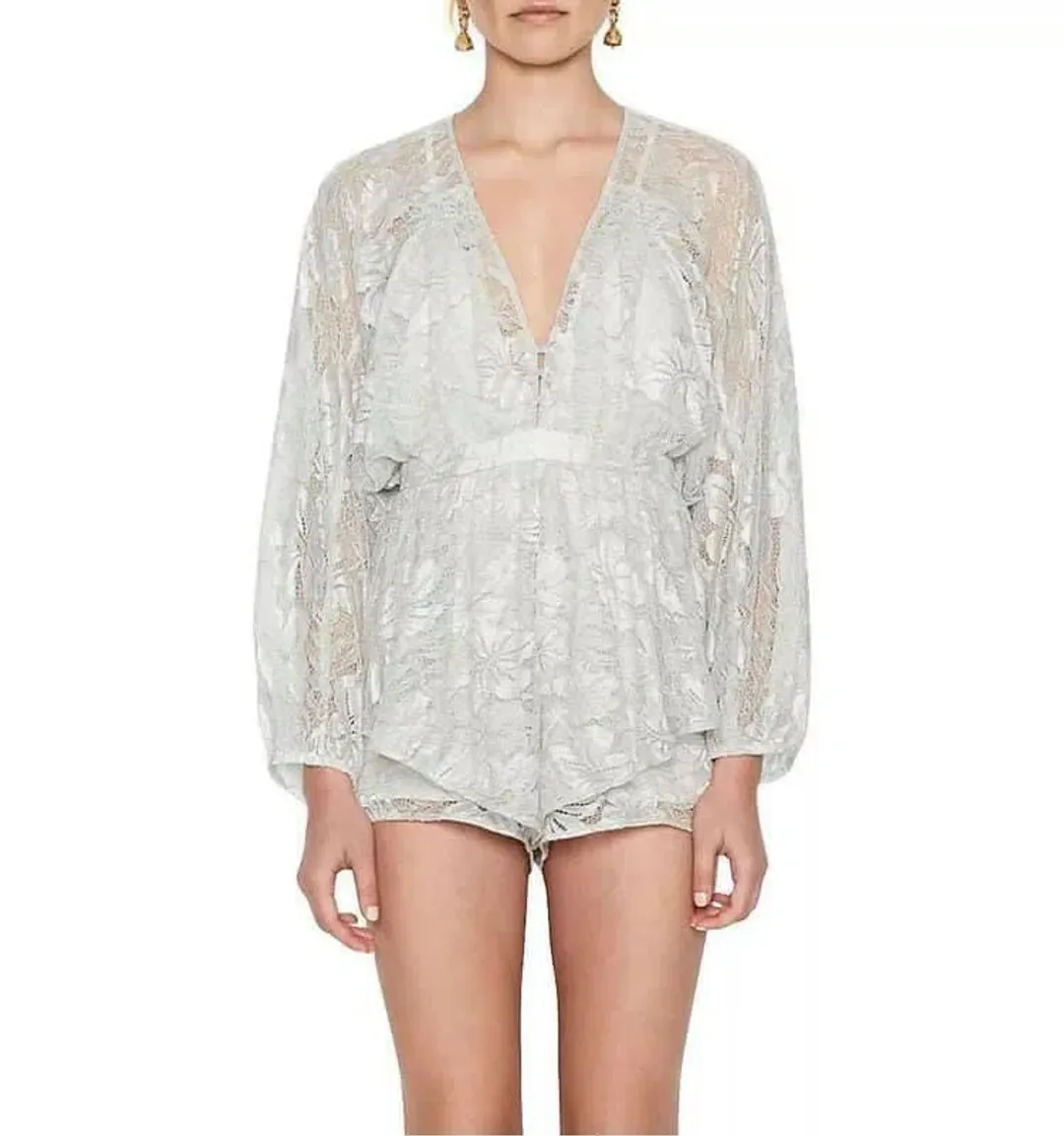 Alice McCall Long Sleeve Playsuit Silver Size 8 for rent on The Volte - main image