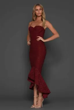 Elle Zeitoune Maxwell Fishtail Gown Wine Red Size 8 for rent on The Volte - image 1