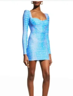 Alex Perry Howell Printed Stretch-jersey Mini Dress Blue Size 8 for rent on The Volte - image 3