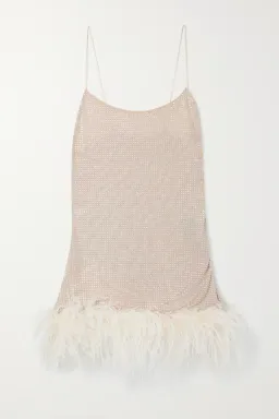 Leslie Amon Laurie Crystal-Embellished Feather-Trimmed Mini Dress Size S / AU 6-8 for rent on The Volte - image 5