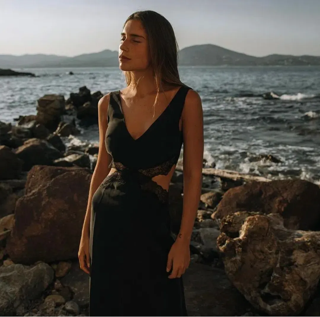 Sir the Label Alma Cut Out Dress in Black Size 0 / AU 6 for rent on The Volte - main image