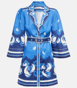 Zimmermann High Tide Mini Shirt Dress Blue Sailboats Size 1 /AU 10 for rent on The Volte - image 3
