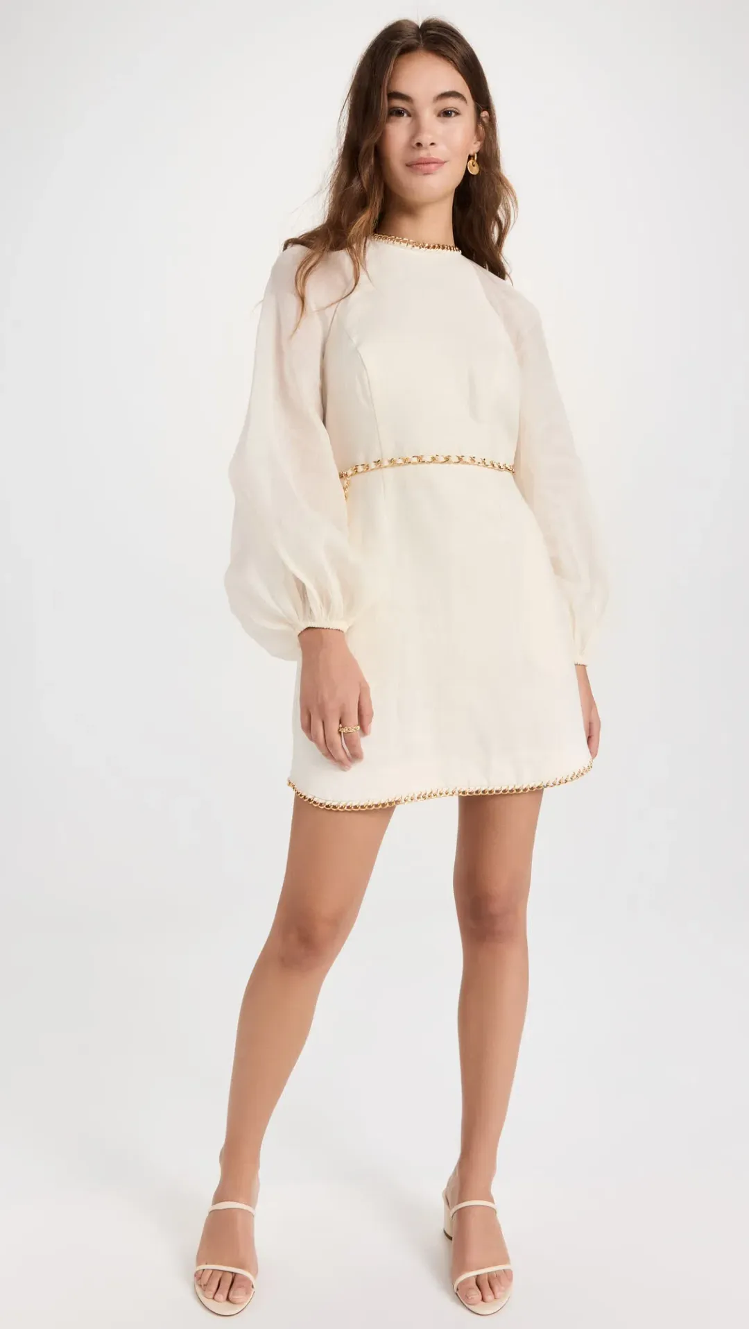 Zimmermann Rouleau Chain Mini Dress Cream Size 2/Au 12 for rent on The Volte - main image