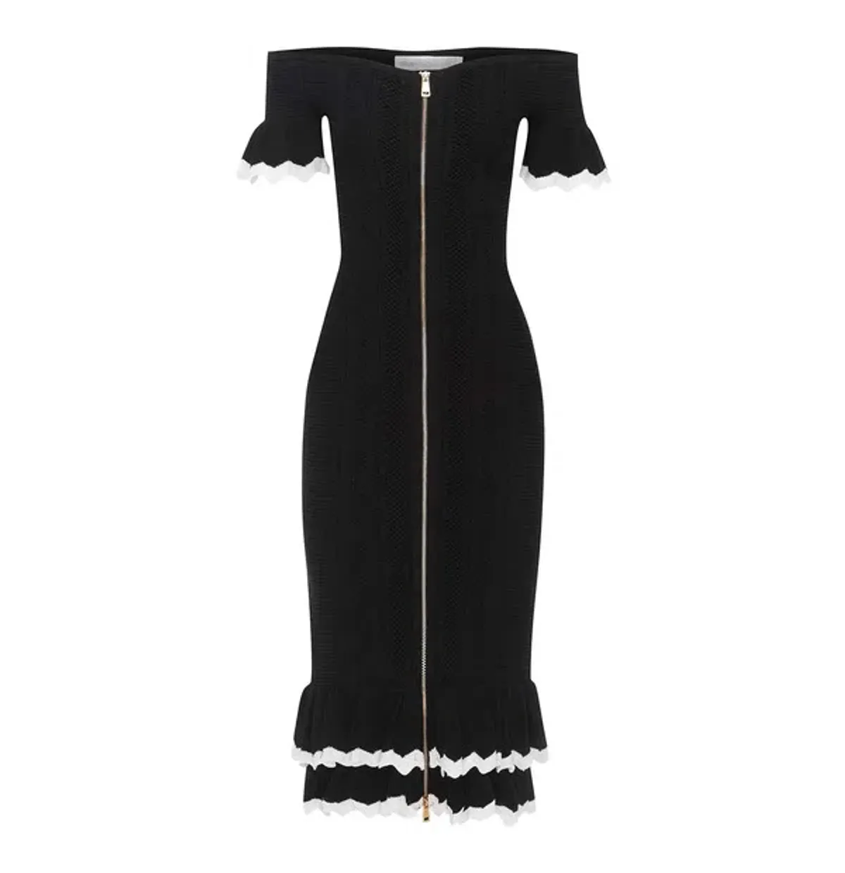 Alice McCall Black and White Ribbed midi Dress Black Size AU 6 - Image 4