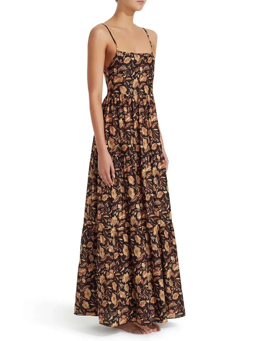 Matteau Tiered Low Back Sundress Print Brown Size 1 / AU 8 for rent on The Volte - main image