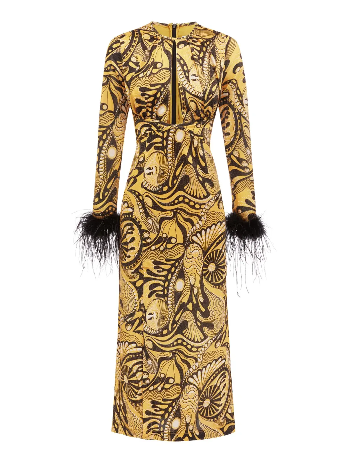 Alice McCall Gold Dust Feather Midi Dress Gold Size 6 /AU 10 - Image 5