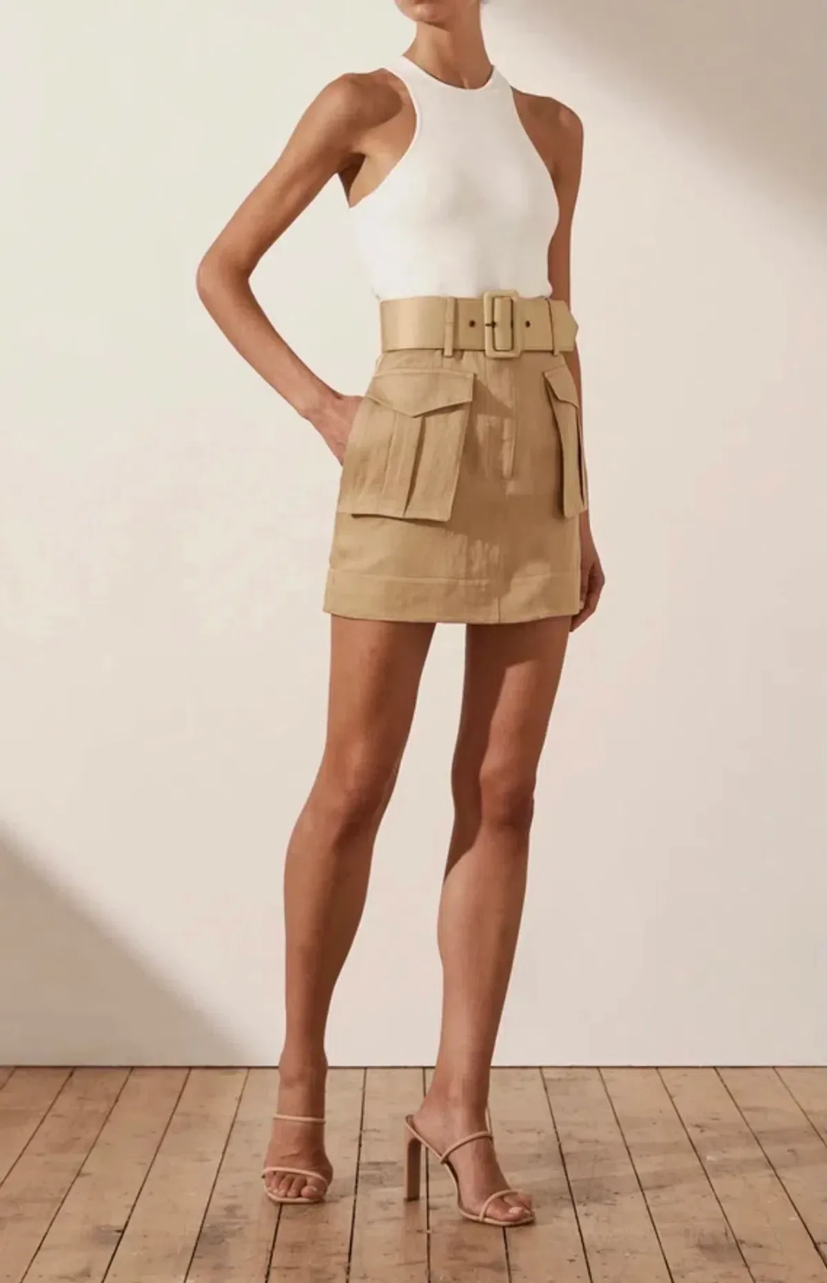 Shona Joy Ellington Mini Skirt with Belt Brown Size 10 / M - Image 2