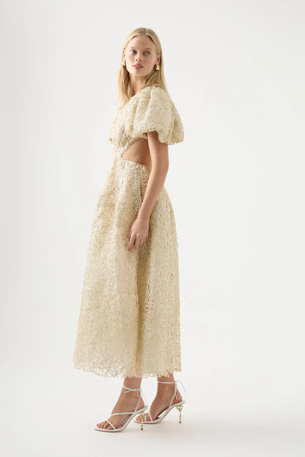 Aje Patina Lace Midi Dress Ivory Size 8 / S - Image 2